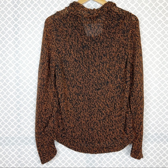 NWOT Eileen Fisher Marled Organic Cotton Blend Funnel-neck Sweater In Nutmeg - Picture 4 of 11